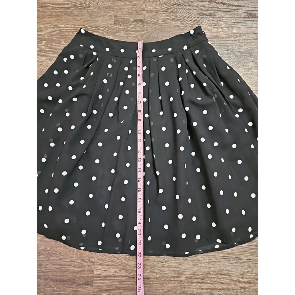 Worthington Women's Petite Size 6 Black Polka Dot pleated midi skirt, - Picture 4 of 8